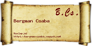Bergman Csaba névjegykártya